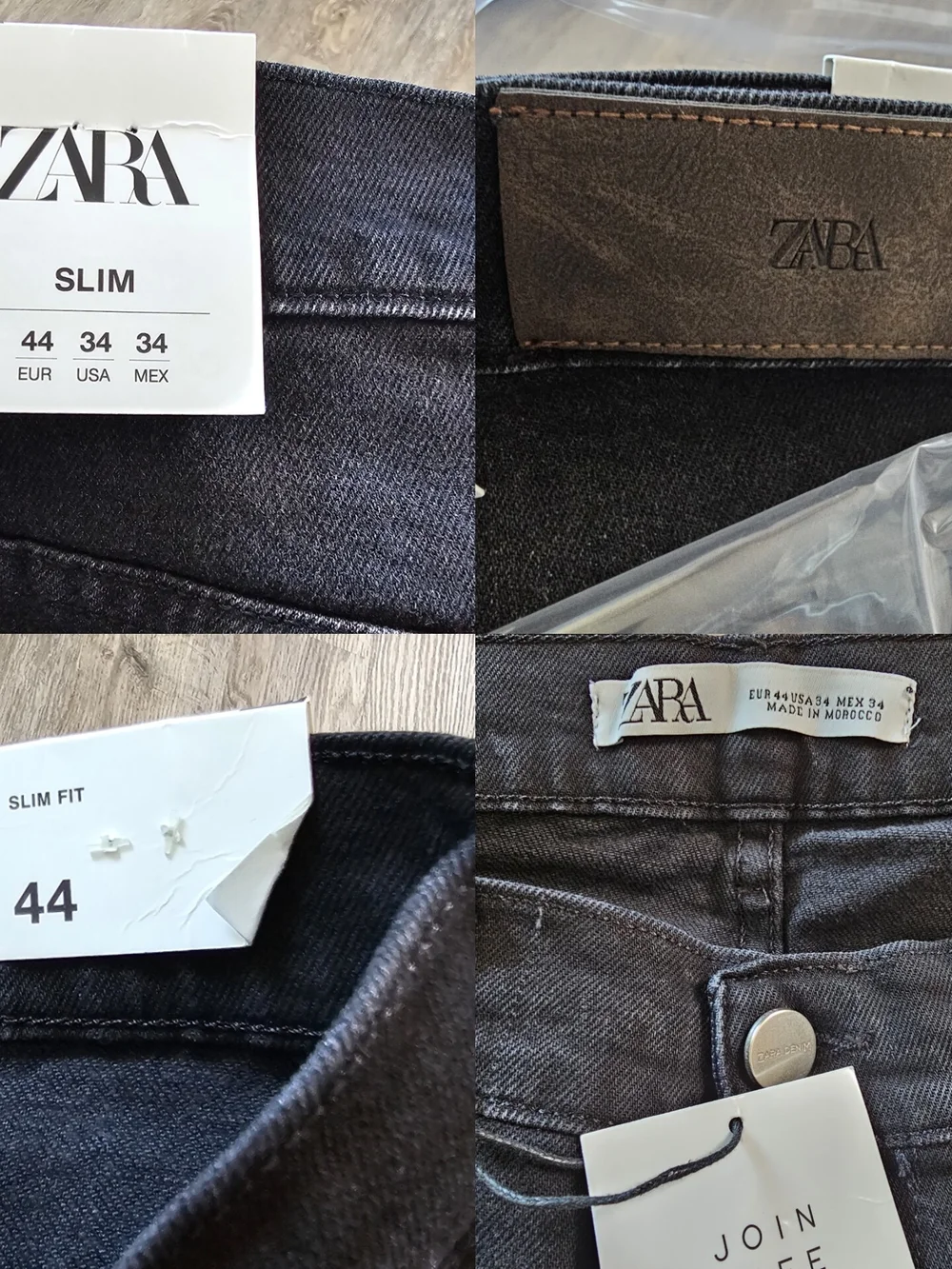 NWT Zara Man Slim Fit Jeans Black Faded Wash Denim Size 34